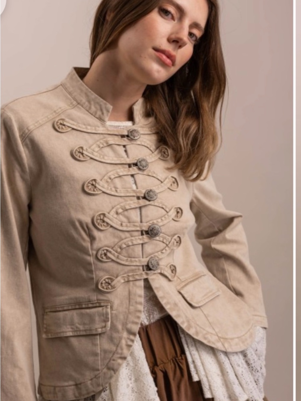Bluevelvet Victorian Braid Military Ruffle Lace Jacket Sz S NWT In Bag